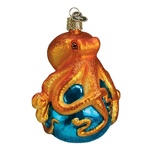 "Old World Christmas Ornaments: Sea and Water Animals Glass Blown Ornaments for Christmas Tree, Octopus,3¾"""