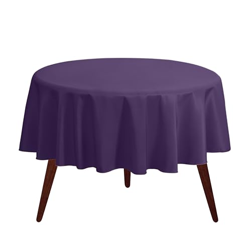 "Gee Di Moda Tablecloth - 70"" Inch Round Tablecloths for Circular Table Cover in Purple Washable Polyester - Great for Buffet Table, Parties, Holiday Dinner & More"