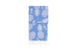 100% Cotton Pineapple Pattern Soft Fouta Beach Towel 100 x 180 cm - High Absorbency Machine Washable - Blue - Ideal for Beach and Pool