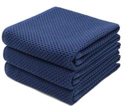 "Mia's Dream Cotton Face Waffle Weave Tea Towels, Soft Absorbent Bath Guest Gym Towel Washcloths, 13""x28"", 3 Pack (Navy Blue)"
