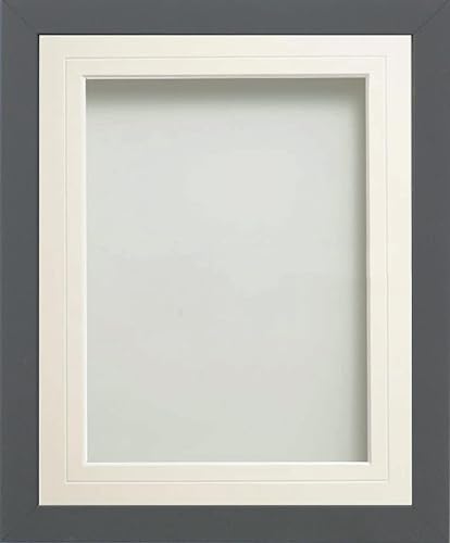 Frame Company Allington Grey Photo Frame with White V-Groove Mount, A4 for 10x6 inch, fitted with perspex