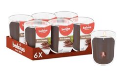 Bolsius - Oud Wood - Brown - Set of 6 Scented Candles - 8 x 7 cm - Burn time: 25 Hours - with Natural extracts - Natural Vegetable Wax - Palm Oil Free
