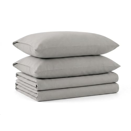 Tribeca Living Luxury Solid Flannel Deep Pocket Sheet Set, Platinum, Full - 170-GSM Extra Deep Pocket Flannel Sheets, Fit Mattresses up to 24 in., Cozy Warmth, OEKO-TEX Certified, Easy Care