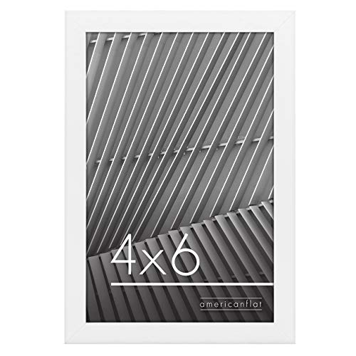 Americanflat Set of 2 Frames 10 x 15 cm White - Square Frames with Thin Edge and Shock Resistant Glass - Integrated Hooks and Easel for Walls and Shelves - Horizontal or Vertical