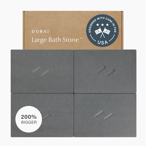 "Dorai Home Stone Bath Mat for Bathroom - Large, Quick-Drying Stone Bath Mat - Non-Slip Surface - Customizable Design - 22.3"" L x 31.6"" W x 0.6"" H - Slate"