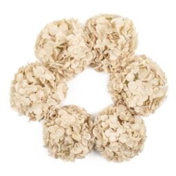 "DuHouse 8.7"" Silk Hydrangea Flower Heads with Stems Fake Hydrangeas Flowers for DIY Wedding Centerpiece Home Decor, Pack of 6(Sand)"