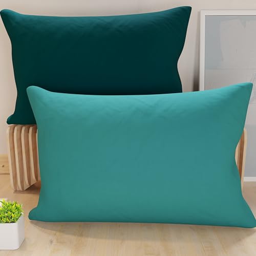 PETTI Artigiani Italiani - Pair of Pillow Cases 80 x 40 cm in Microfibre, Cushions Bedroom Furniture, Sofa, Set of 2 Cushion Covers, Double Sided Pillowcase Tiffany Teal