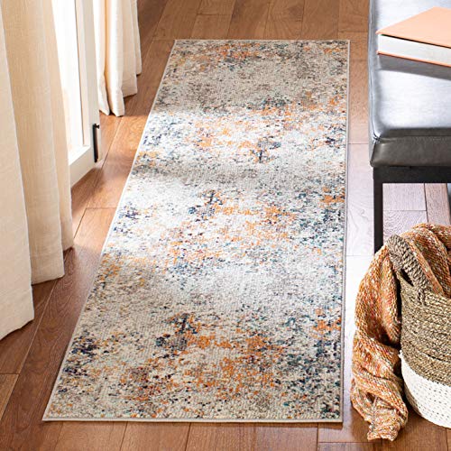 Safavieh Modern Chic Indoor Woven Runner Area Rug, Madison Collection, MAD453, in Grey / Beige, 61 X 244 cm for Living Room, Bedroom or Any Indoor Space