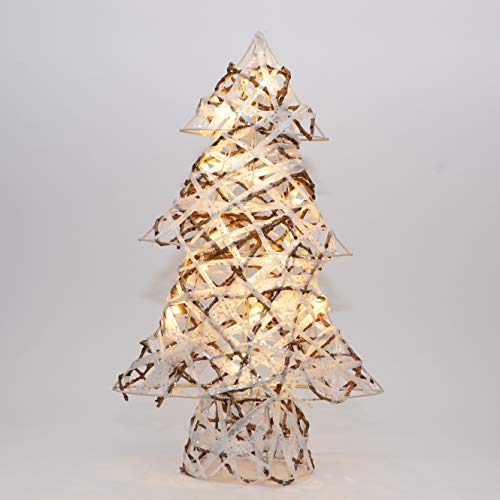 61cm Pre-Lit Tabletop Centrepiece Battery Operated Wired Tree Decorated with 12 Warm White LEDs Christmas Holiday Home Decorations