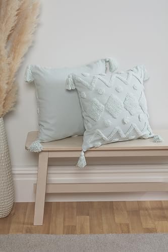 Rapport Home Geometric Tufted Cushion Cover - Juniper Aqua Cushion Cover