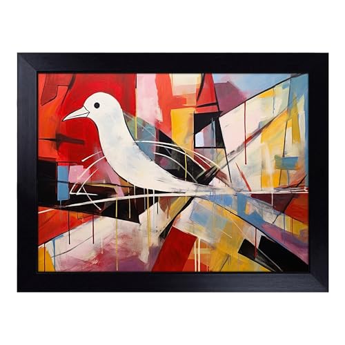 Lap Tray with Bean Bag Cushion, Seagull Constructivism - Handmade in the UK, Raised Wooden Edge, Padded Cushion, Heat-Resistant Wipe-Clean Surface, for Meals, Laptops and Crafts