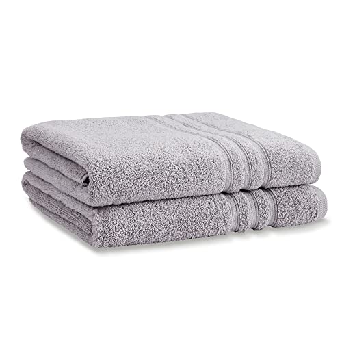 Catherine Lansfield Zero Twist Cotton 90x140cm Bath Sheet Pair Silver Grey
