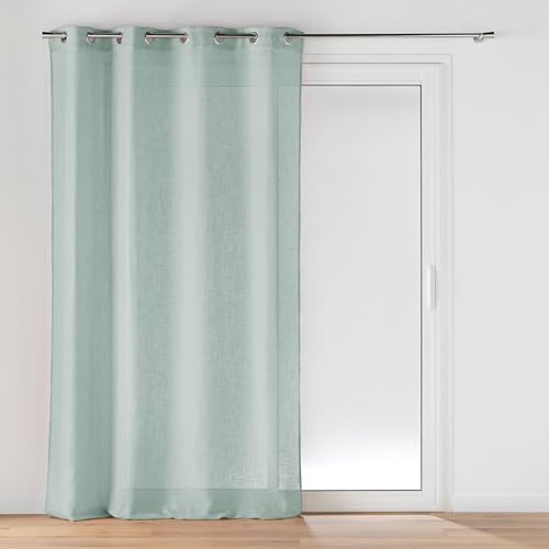 Douceur d'Intérieur, 140 x 240 cm Cloris Blue Woven Linen Look Eyelet Curtains