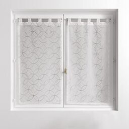Pair of 60 x 120 cm Sandblasted Embroidered Olympic Grey Tab Top Curtains