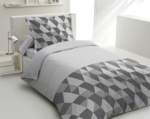 Home Linge Passion Duvet Cover Set 140 x 200 cm – 2 Pieces – Soft Cotton Percale – Duvet Cover + Pillowcase – Grey – La Gypsy Design