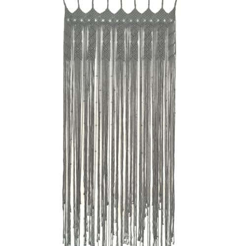 ECO FRIENDLY HOMEWARE VNCK Macrame Curtains Boho, Beaded Curtains for Doorways, Macrame Wall Hanging, Bead Doorway Curtain, Boho Backdrop, Hanging Beads for Doorways, Beaded Curtain L77 x W35, Grey