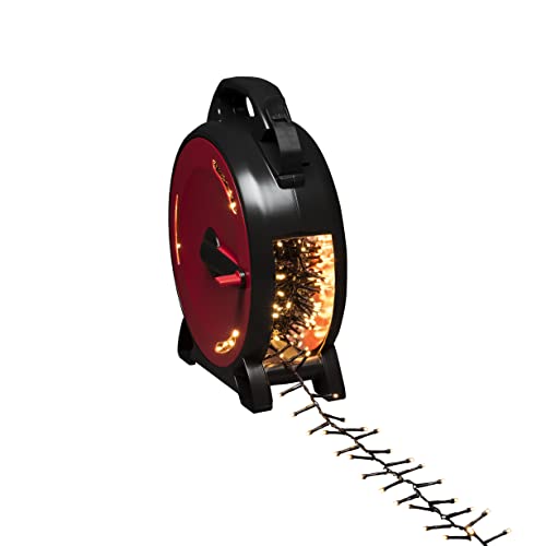 Konstsmide Micro LED Cable Reel Christmas Outdoor Fairy Lights Plug in/Outdoor or Indoor (IP44) / 1200 Warm White Diodes Cluster/Black Cable String Lights
