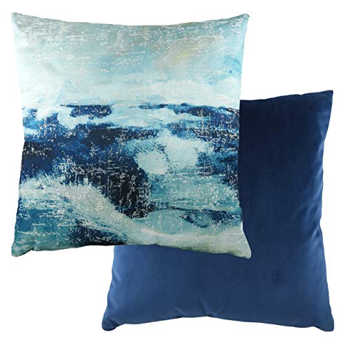 furn. Evans Lichfield Landscape Polyester Filled Cushion, Polyester, Viscose, Cotton, Royal