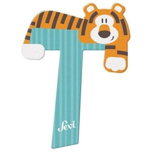 Letter T Tiger Sevi - Wooden Letters for Children's Bedroom Decor - 10cm - Animal Alphabet - Model 83020