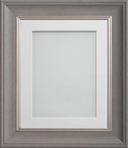 Frame Company Drummond Gunmetal Grey Photo Frame, Off-White Mount, 18x14 for 14x11 inch, fitted with perspex
