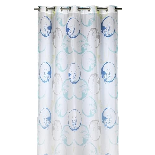 Homemaison - Artistic Style Sheer Curtain with Coloured Circles - 100% Polyester - 8 Round Silver Eyelets - Curtains for Living Room Bedroom Window - 135 x 250 cm - Blue