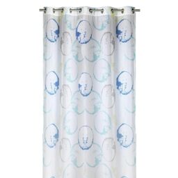 Homemaison - Artistic Style Sheer Curtain with Coloured Circles - 100% Polyester - 8 Round Silver Eyelets - Curtains for Living Room Bedroom Window - 135 x 250 cm - Blue
