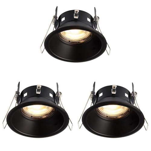 National Lighting SPECULO Downlights Matt Black Fire LED GU10 Anti Glare Spotlights-IP65 Rated Waterproof Recessed Bathroom Ceiling Lights (Pack of 3)