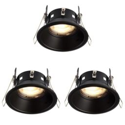 National Lighting SPECULO Downlights Matt Black Fire LED GU10 Anti Glare Spotlights-IP65 Rated Waterproof Recessed Bathroom Ceiling Lights (Pack of 3)