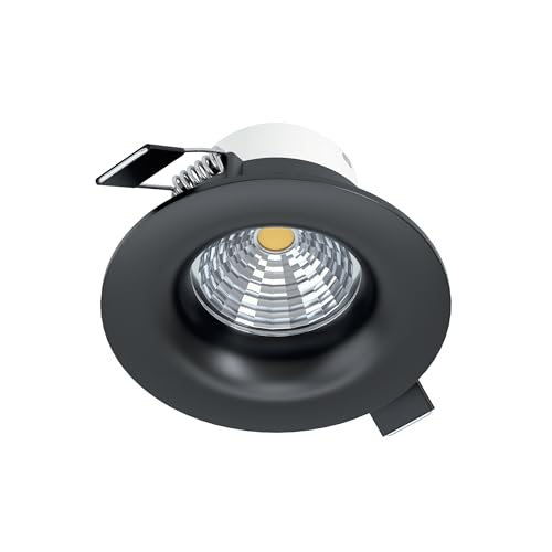Eglo LED recessed Spotlight Saliceto, dimmable Ceiling spot, Round Flat Light, Aluminium Black, Neutral White, Ø 8.8 cm
