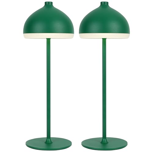 LuminexDesigns 2-Pack Cordless Table Lamp–5200 mAh Rechargeable LED Bedside & Bathroom Lamp with 3 Light Colours,Dimmable Touch Control,Portable Lamp for Living Room & Outdoor,Olive Green