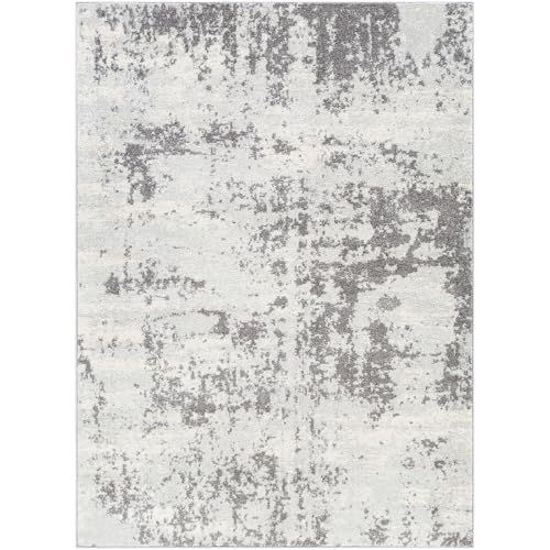 Livabliss Sarah Moroni Abstract Marble Style Floor Covering 200x275 cm – Modern Design for Living Room, Dining & Bedroom, Soft Medium Pile, Charcoal, Grey & Off-White