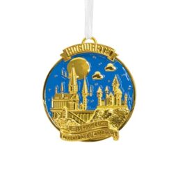 Hallmark Hogwarts School of Witchcraft & Wizardry Premium Metal Ornament, Night Time Scene, Harry Potter Tree Decoration, Christmas Hanging Ornament, Gifts for Christmas