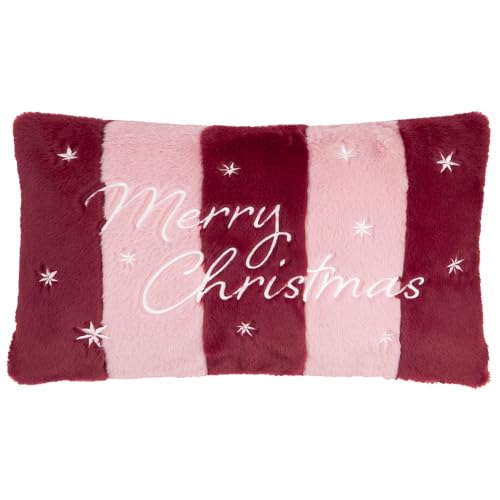 furn. Merry Christmas Fur Polyester Filled Cushion (Pink - 30x50cm)