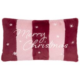 furn. Merry Christmas Fur Polyester Filled Cushion (Pink - 30x50cm)