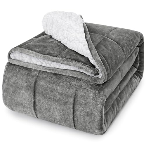 "yescool Weighted Blanket for Adults (15 lbs, 48"" x 72"", Light Gray) Heavy Blanket for Sleeping Perfect for 140-160 lbs, Twin Size Breathable Blanket with Premium Glass Bead, Machine Washable"