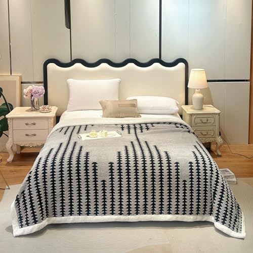 LEVINIS Large Bohemian Bed Blankets 80'' ?? 90'', Ultra Soft Aztec Fleece Blankets for All Season, Cozy, Plush, Throw Blanket for Bed/Couch/Sofa/Office/Camping, Light Grey