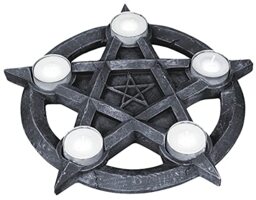 Nemesis Now Pentagram Tealight Holder 32cm Grey, Teal