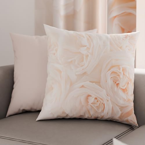 PETTI Artigiani Italiani - Bed Pillowcases, Set of 2 Pillow Covers 60x60 cm, Cushion Cover in Hypoallergenic Microfibre, Made in Italy, Floral Bianco Pattern