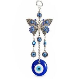 Betterdecor Blue Evil Eye with Butterfly Hanging Ornament for Protection (With a Pounch) 003