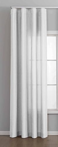 Gardinenbox Cationic Vienna 2025110 Curtain with Wave Band 245 x 145 cm White 1:2 Wavy Band Lead Band End Wrinkle-Resistant Wavefall