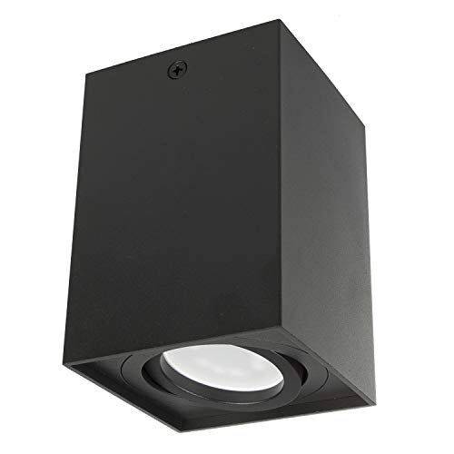 Maclean MCE426 Ceiling Light with GU10 Socket for LED Halogen Lamps Up to 40W Surface-Mounted Swiveling Aluminum (Black, 1 Piece - Angular)