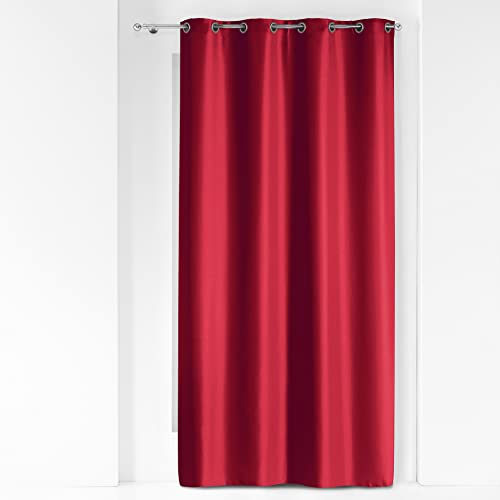 Douceur d'Interieur 140 x 280 cm Plain Polyester Metal Essentiel Curtain Rings, Rouge