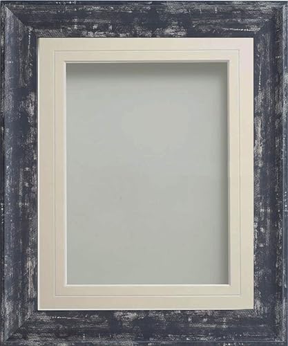 Frame Company Lynton Coal Photo Frame with Ivory V-Groove Mount, 9x7 for 8x6 inch, fitted with perspex