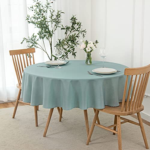 maxmill Round Linen Looking Textured Tablecloth Spill-Proof Wrinkle Free Soft Jacquard Table Cloth for Circular Table Cover, for Dining Room Buffet Banquet Parties Holiday Dinner, 70 Inch Slate Blue