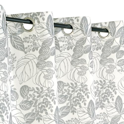 Atout Ciel Printed Eyelet Curtain 140 x 240 cm Ready to Hang Grey