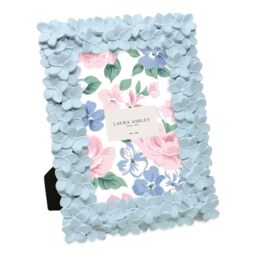 Laura Ashley 4x6 Powder Blue Flower Textured Hand-Crafted Resin Picture Frame w/Easel & Hook for Tabletop & Wall Display, Decorative Floral Design Home Décor, Photo Gallery, Art (4x6, Powder Blue)