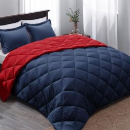 "Basic Beyond Twin Comforter Set - Navy and Red Twin Comforter Set, Reversible Twin Bed Comforter Set for All Seasons, Navy/Red, 1 Comforter (66""x92"") and 1 Pillow Sham (20""x26""+2"")"