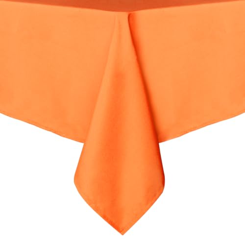 sancua Square Tablecloth - 60 x 60 Inch - Stain and Wrinkle Resistant Washable Polyester Table Cloth, Decorative Fabric Table Cover for Dining Tables, Buffet Parties and Camping, Orange