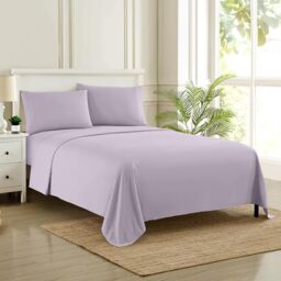 Sweet Home Collection Luxury Bedding Set with Flat, Fitted Sheet, 2 Pillow Cases, Fine Double Brushed Microfiber, Lilac, Twin