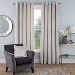 Sleepdown Luxury Crushed Velvet Eyelet Lined Curtains Super Thermal Insulated for Bedroom and Living Room 46 x 72 Inch Ivory